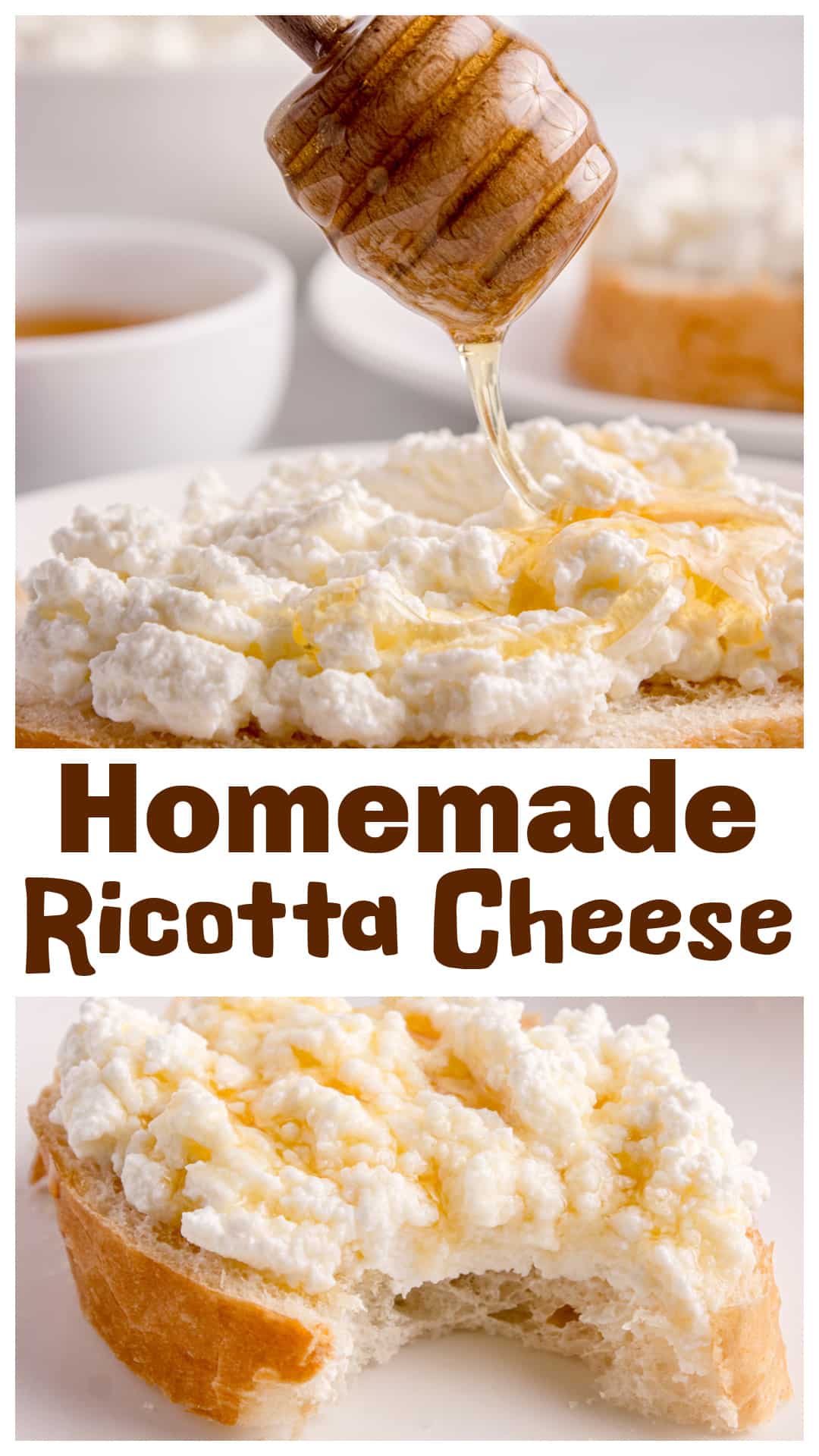 Homemade ricotta cheese made with whole milk, cream, vinegar, and salt. This simple stovetop method creates soft, fresh ricotta you can drain to your preferred consistency. Perfect for spreading on toast, whipping with honey, baking into tarts, or using in desserts. Once you make ricotta at home, the store-bought version won’t compare. via @cmpollak1