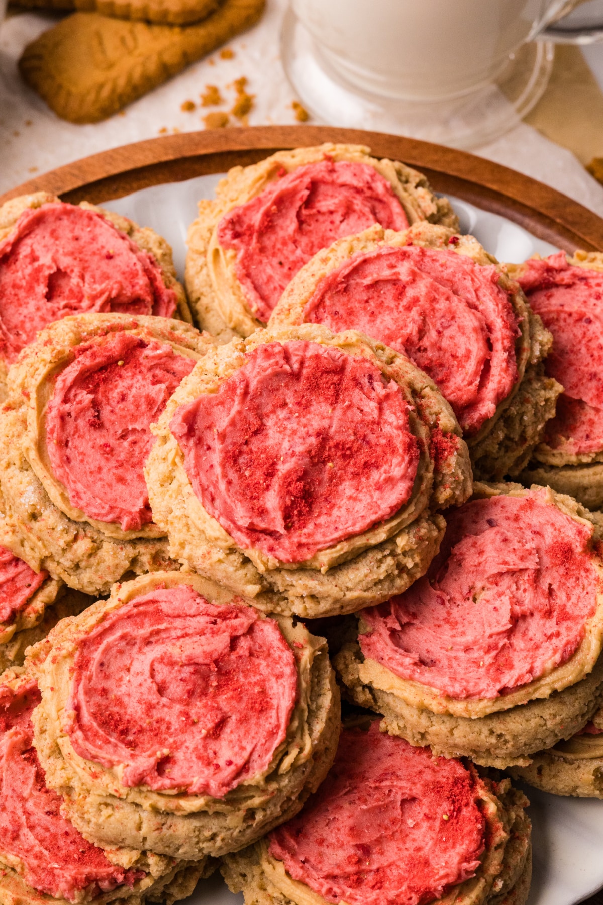 Biscoff Butter Cookies Biscoff butter cookies with strawberry frosting on top