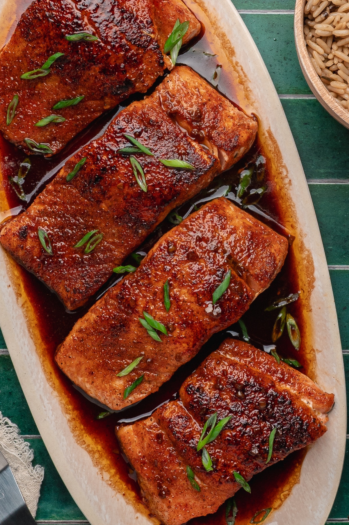Bourbon Glazed Salmon with Crispy Edges bourbon glazed salmon with crispy seared edges and a glossy brown sugar bourbon glaze