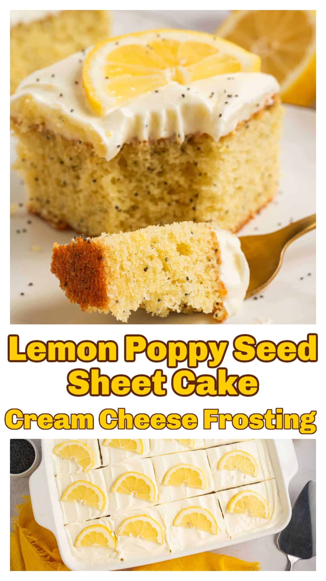Lemon poppy seed sheet cake with cream cheese frosting that skips the glaze and leans into a soft, full-flavored crumb. This easy 9x13 lemon cake uses oil for moisture and a lemon sugar base for stronger citrus flavor throughout. A frosted lemon poppy seed cake that holds up after chilling and works as a make-ahead dessert. If you’re looking for a lemon sheet cake recipe that’s not light or delicate, this is the one to try. via @cmpollak1