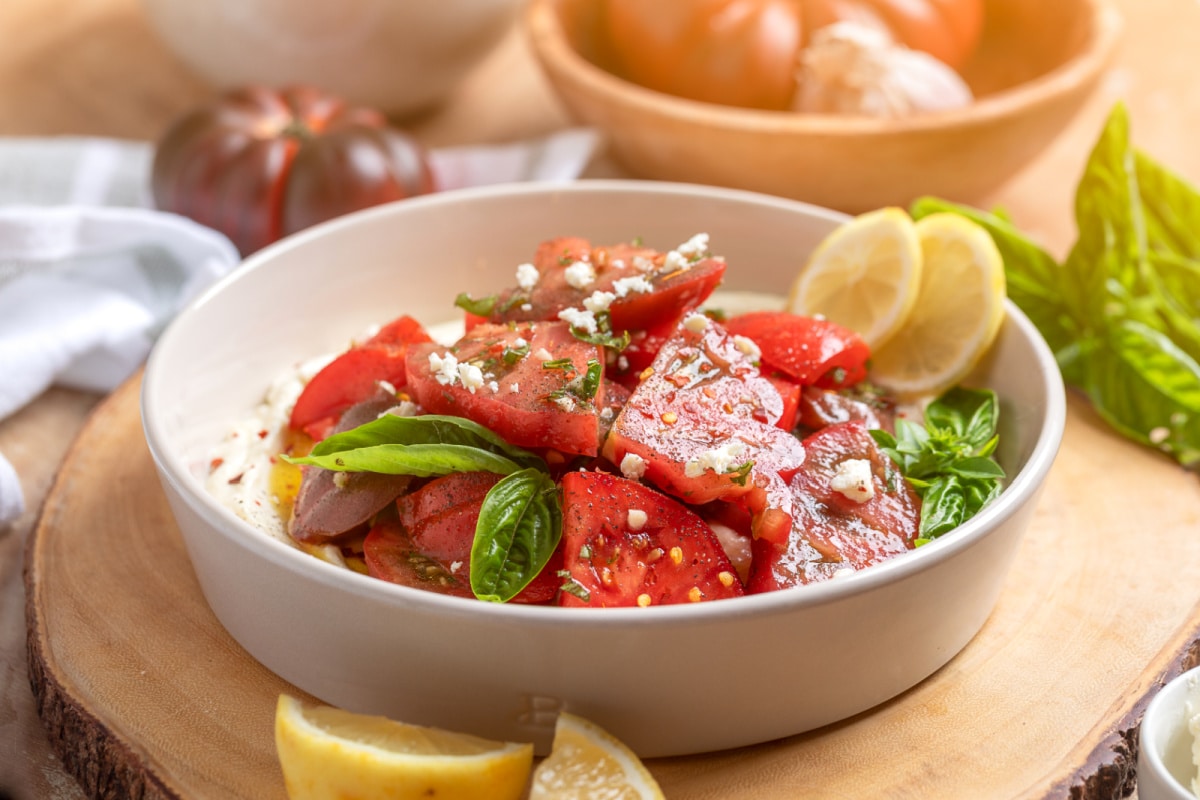 heirloom-tomato-salad-over-whipped-ricotta-feta-serving-bowl