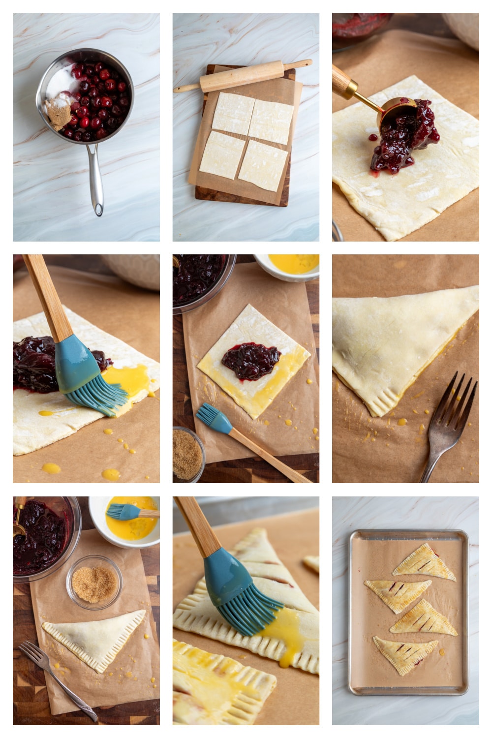 How to make cherry turnovers with dark cherry filling and puff pastry