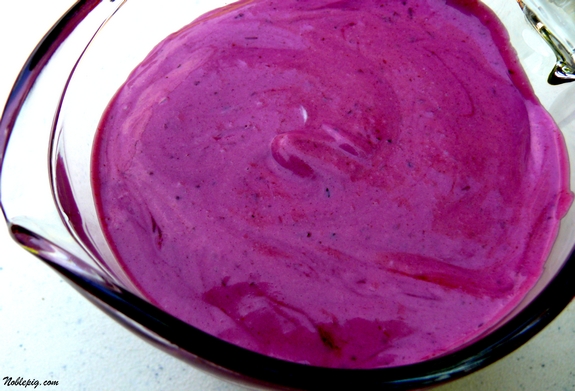 Cool down with a refreshing treat - blueberry sour cream ice cream. A rich and decadent dessert that tastes like cheesecake. blueberry ice cream base
